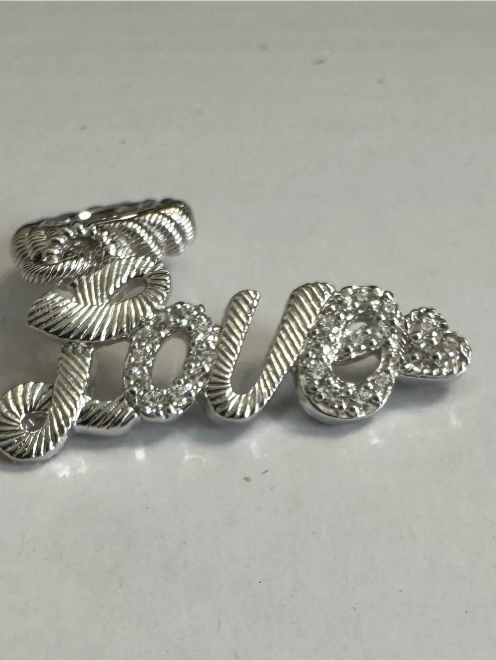 Judith Ripka 925 Silver 'Love' Script Charm Pendant - Picture 3 of 5